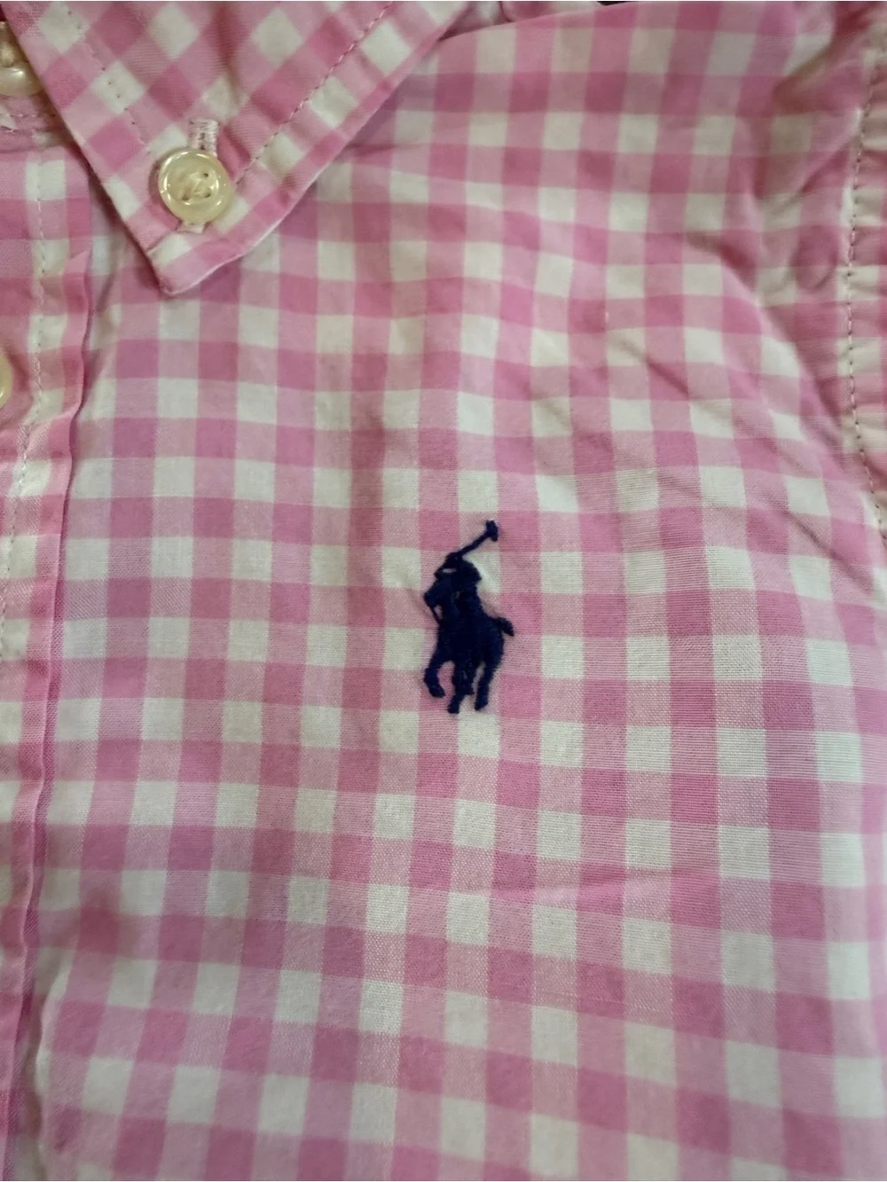 Ralph Lauren Pink Gingham Short-Sleeve Button-Down Shirt - Boys Sz 12M